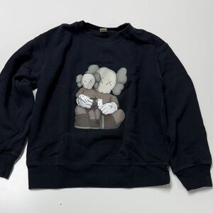 Uniqlo KAWS Black Crewneck Sweatshirt with Brown & Gray Companion Graphic